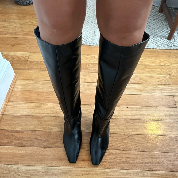 Zara heeled leather knee high boots leather black kitten heel 2006/310 38 7.5 - Picture 13 of 16